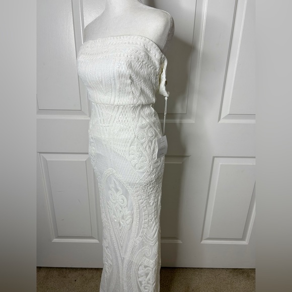 Lulu’s Magnificent Love White Sequin Strapless Maxi Dress (Size XS) - Picture 7 of 11